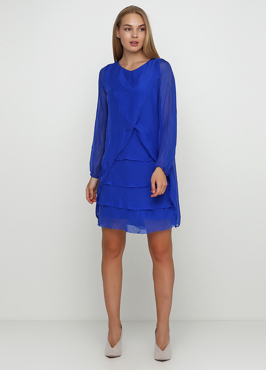 Синее коктейльное платье MS однотонное