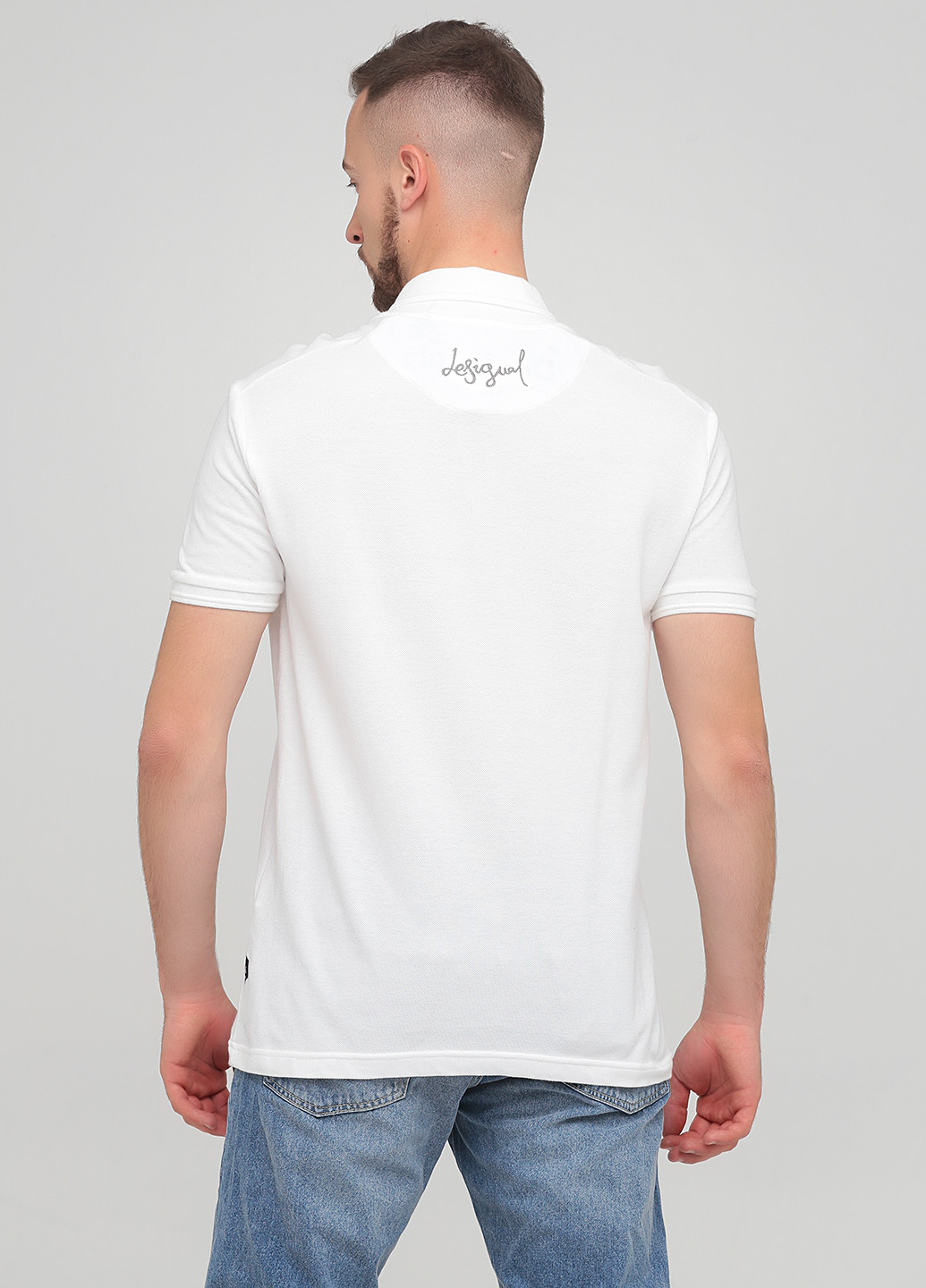 Белая футболка-поло для мужчин Desigual с надписью