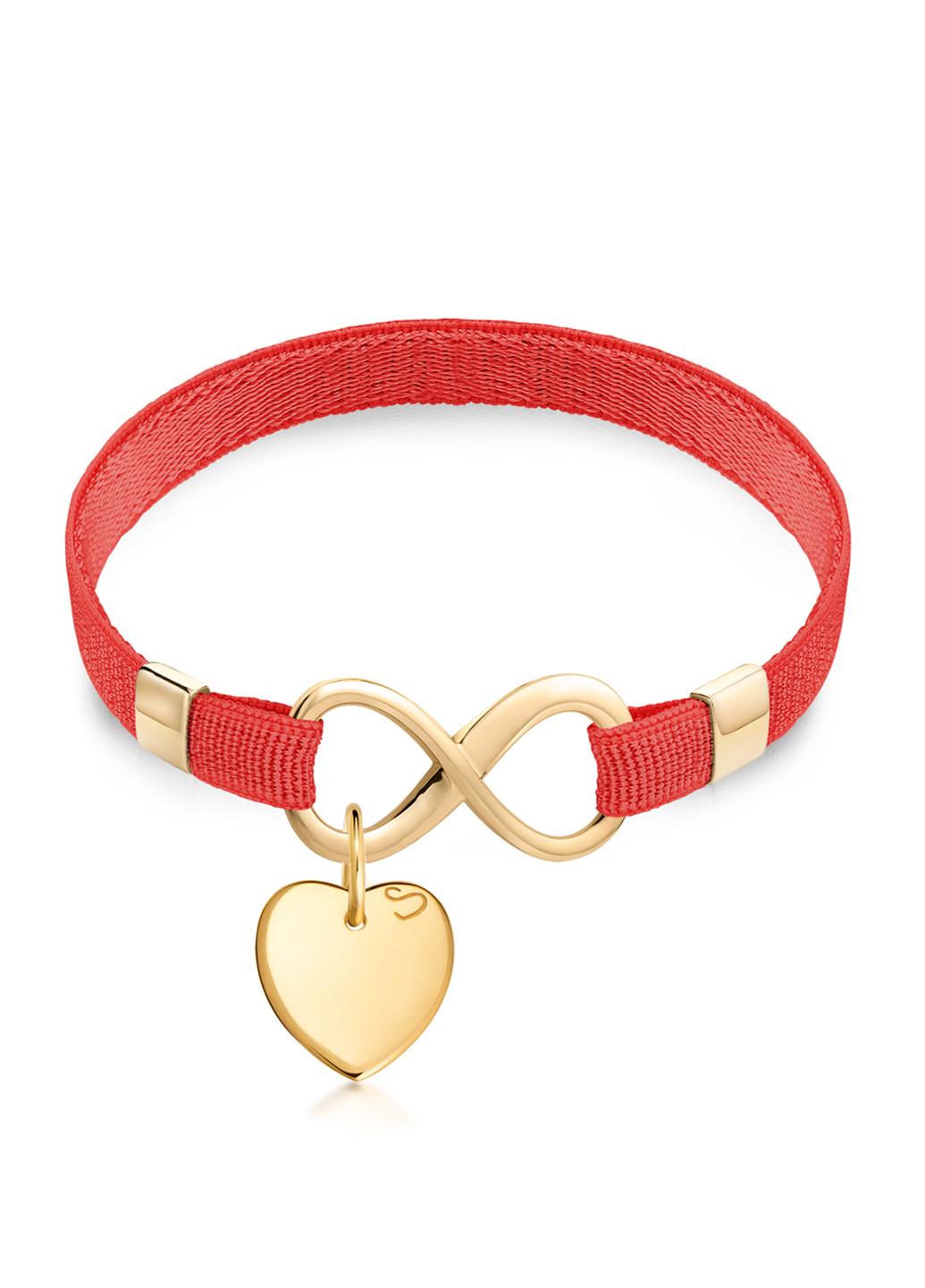 Позолочений браслет «Polo Infinity» на стрічці з підвіскою «Серце міні» 17 см червоний Peninsula (224609013)