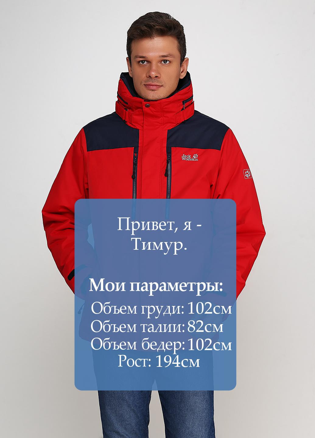 Красная зимняя куртка Jack Wolfskin