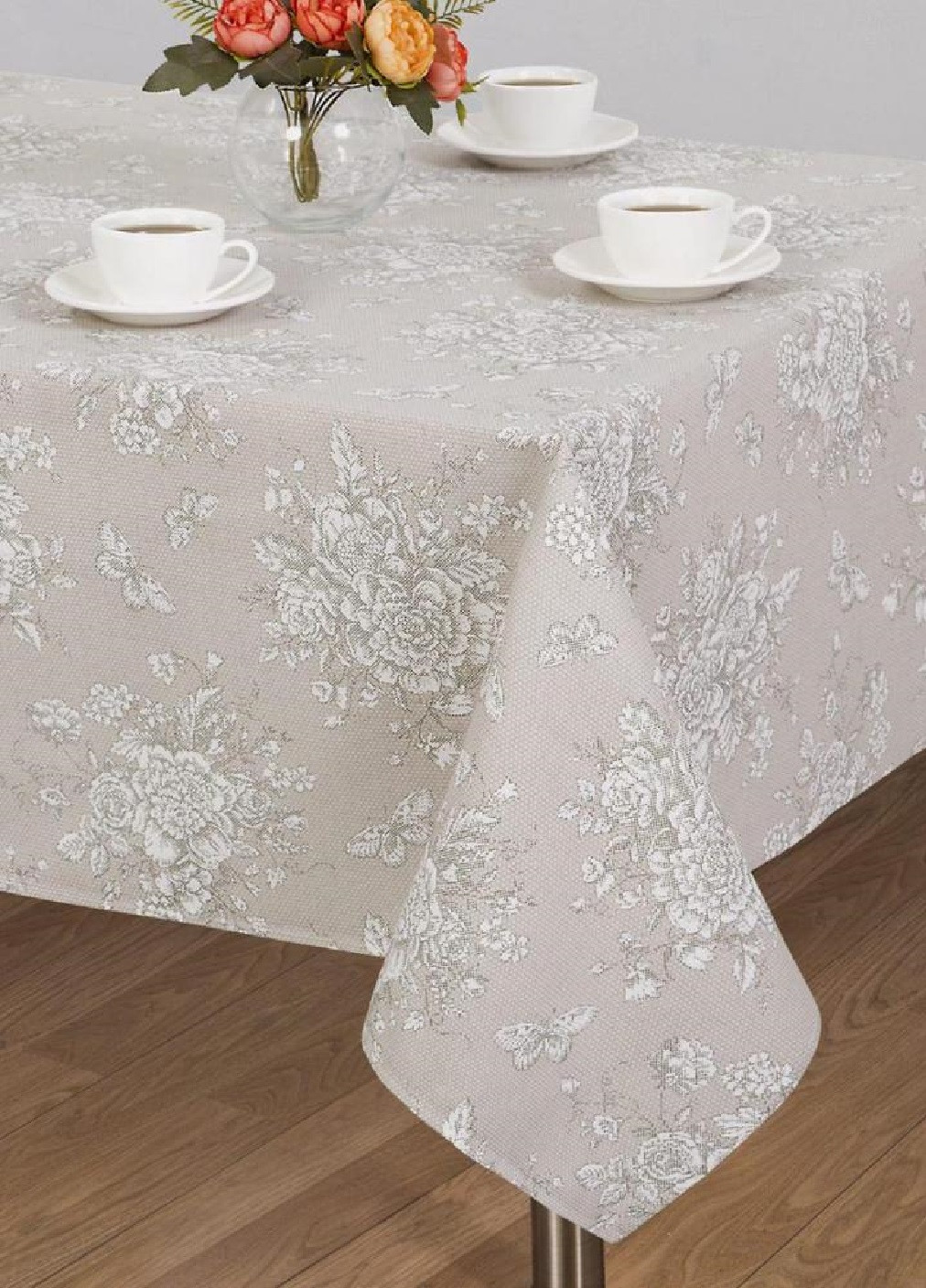 Скатерть накидка на обеденный стол льняная хлопковая с узором 150х180 см (473461-Prob) Unbranded (254793587)