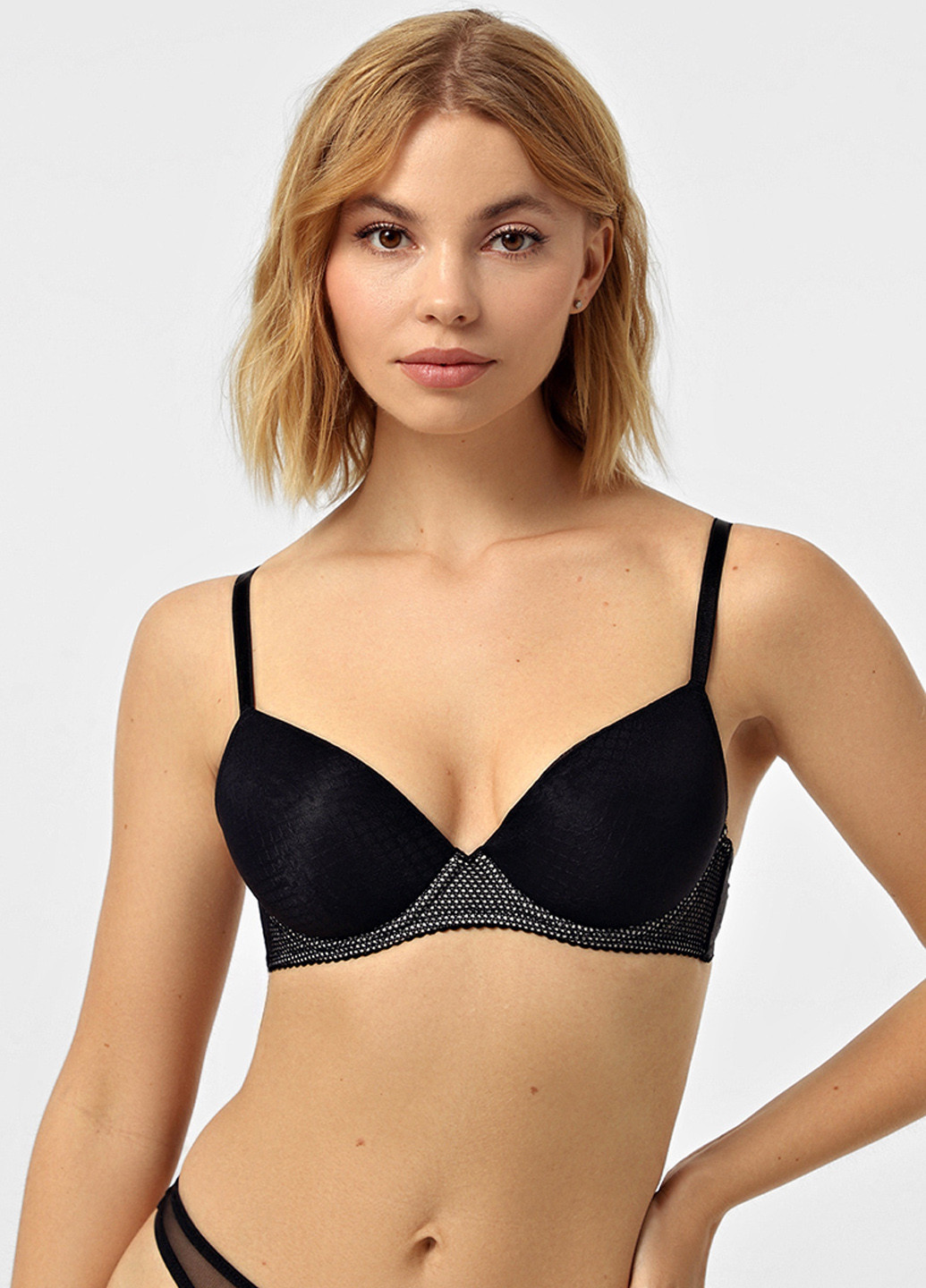 Чёрный балконет бюстгальтер Sambario с косточками полиамид
