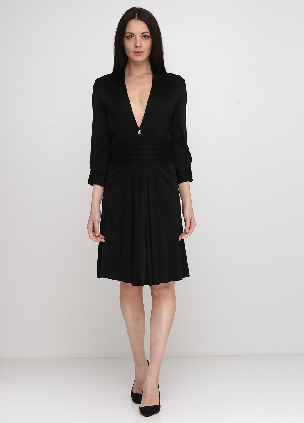 Черное кэжуал платье с длинным рукавом Roberto Cavalli однотонное