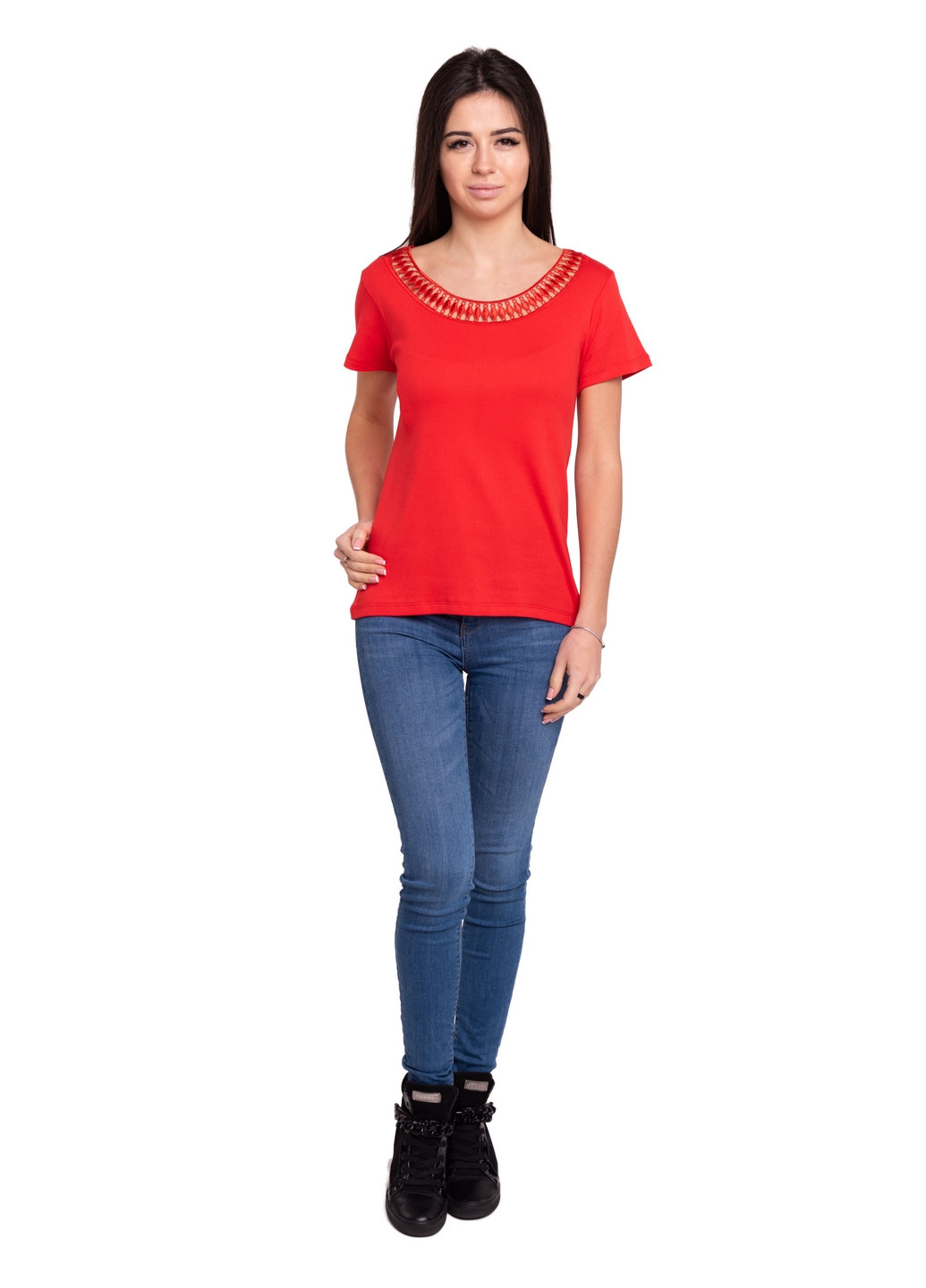 Красная всесезон футболка женская Наталюкс 21-2304