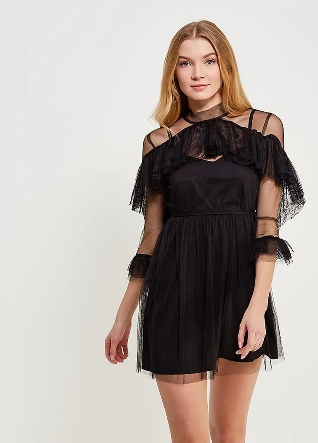 Чорна коктейльна плаття, сукня кльош Lost Ink однотонна