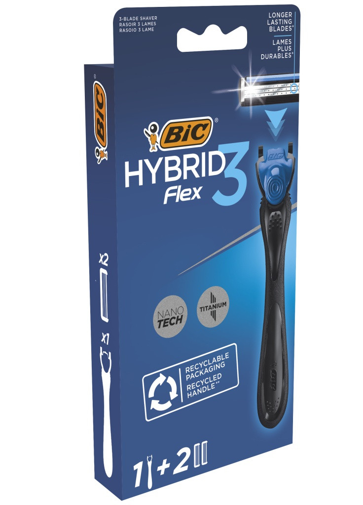 Бритва для гоління flex 3 hybrid + 2 змінні касети Bic 3086123519114 (256106292)