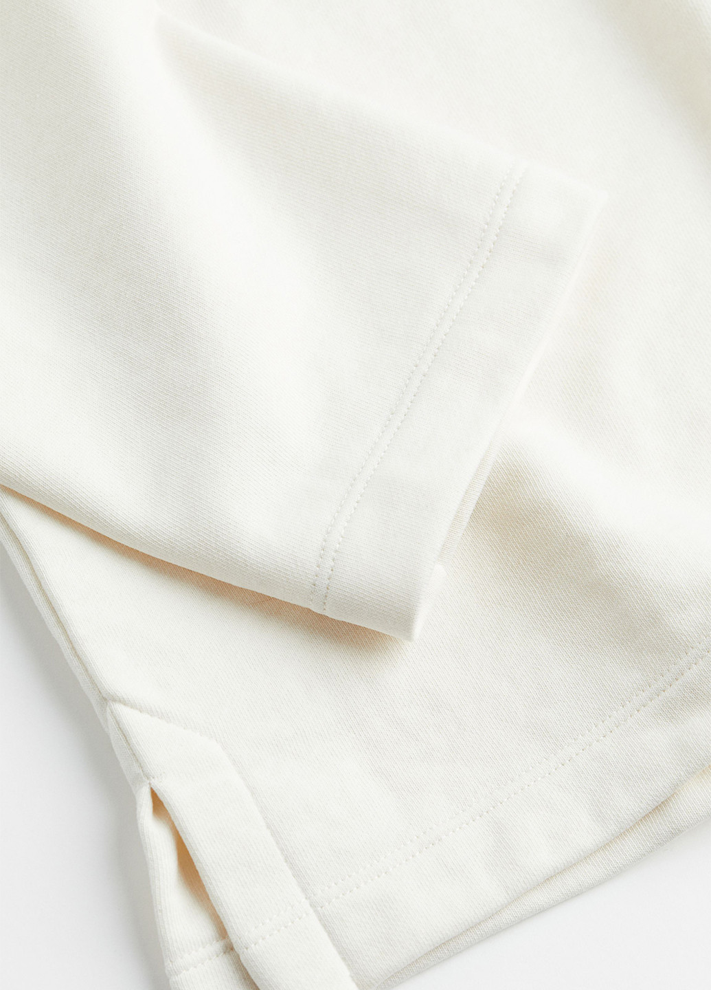 Свитшот H&M - Прямой крой однотонный белый кэжуал хлопок, трикотаж - (294644511)