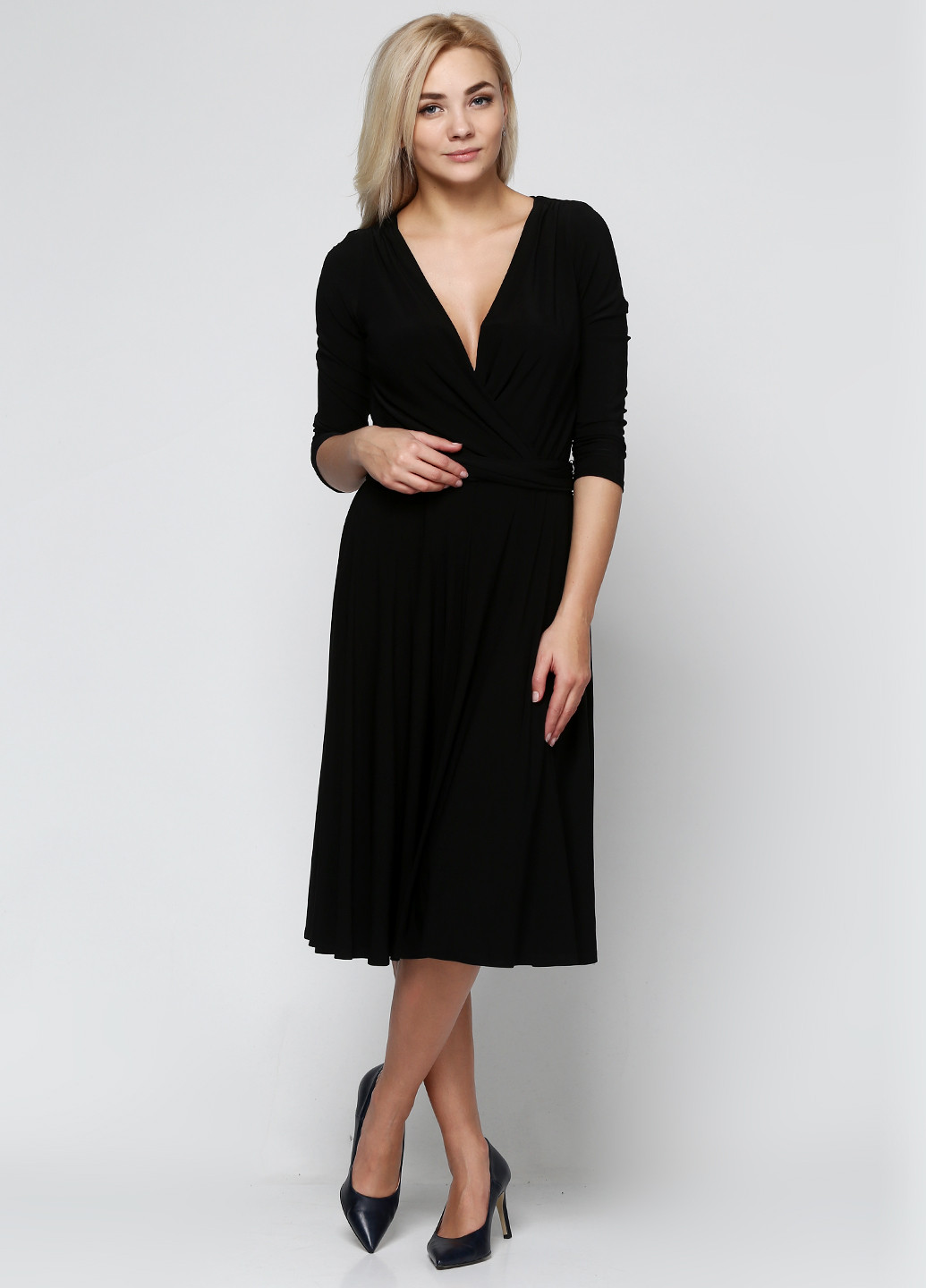 Чорна кежуал платье міді Ralph Lauren однотонна