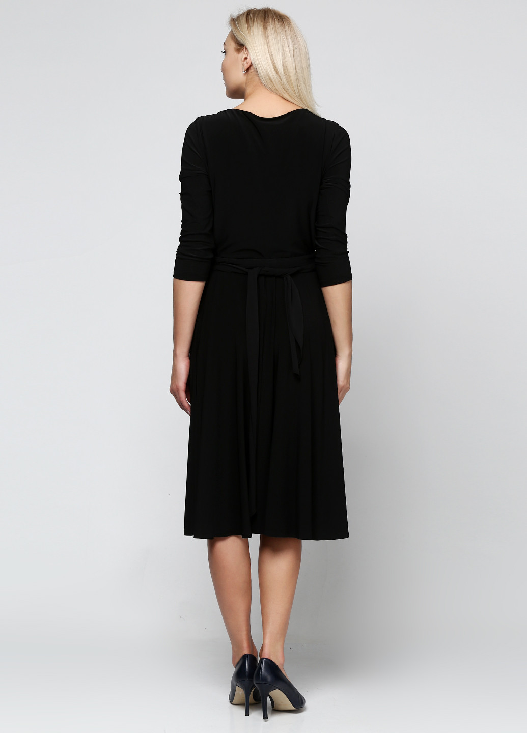 Черное кэжуал платье миди Ralph Lauren однотонное
