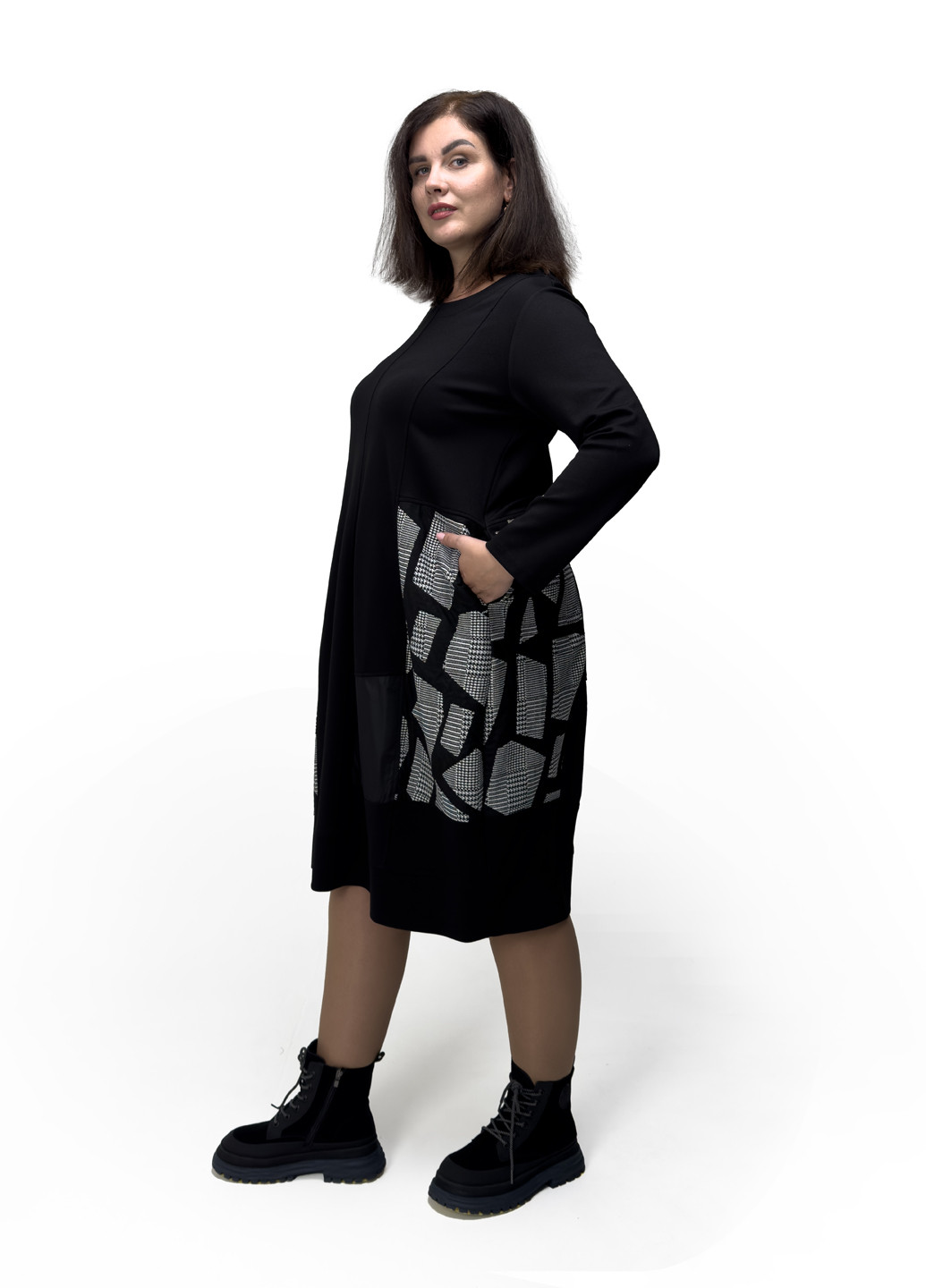 Черное кэжуал платье футляр Hookk Design с животным (анималистичным) принтом