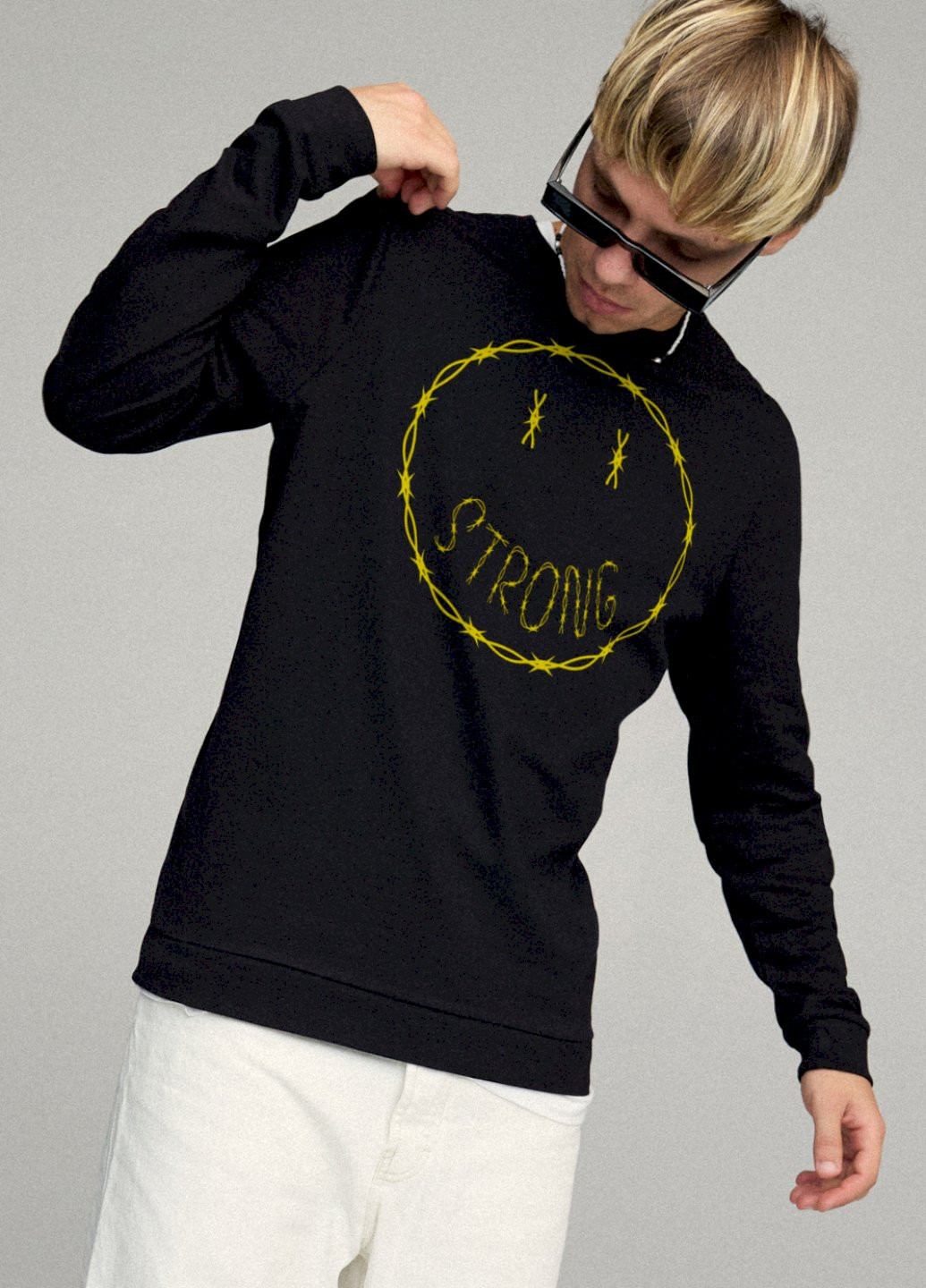 Чорний світшот чоловічий basic /no flis/ YAPPI малюнок (251424381)