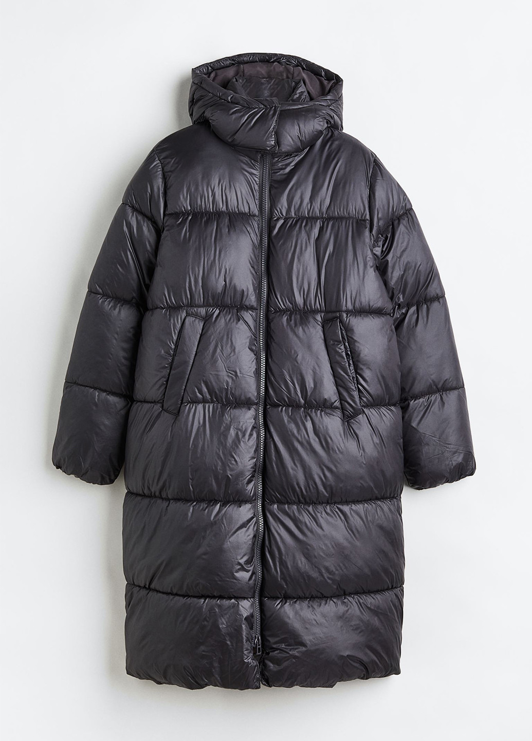 Темно-серая демисезонная куртка подовжена вільного крою H&M