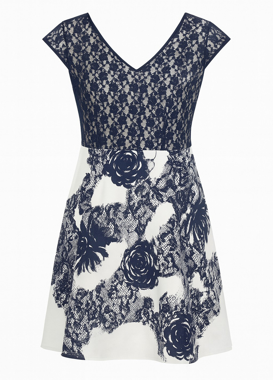 Индиго кэжуал платье клеш Sassofono с абстрактным узором