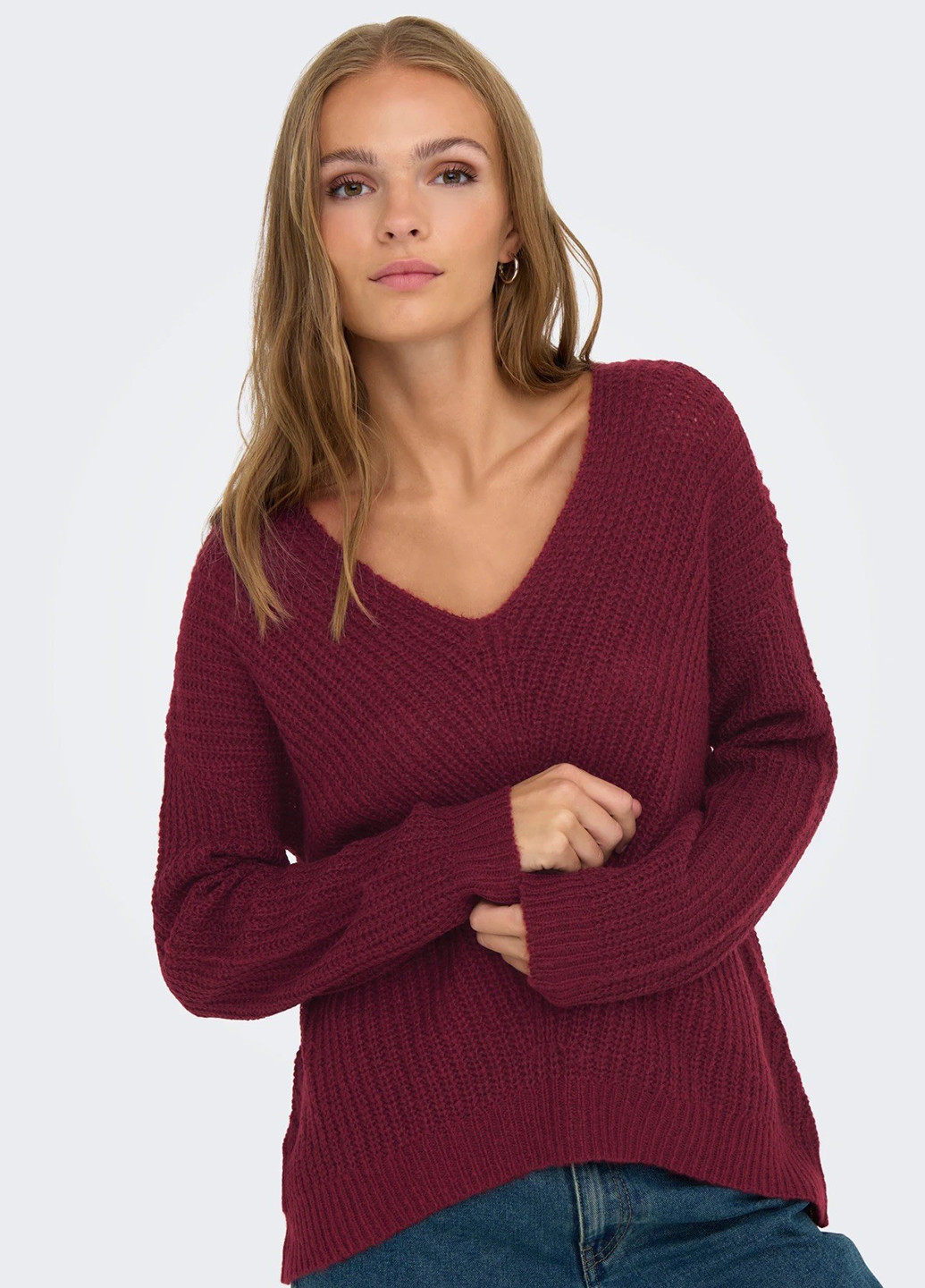 Бордовий демісезонний пуловер пуловер Only