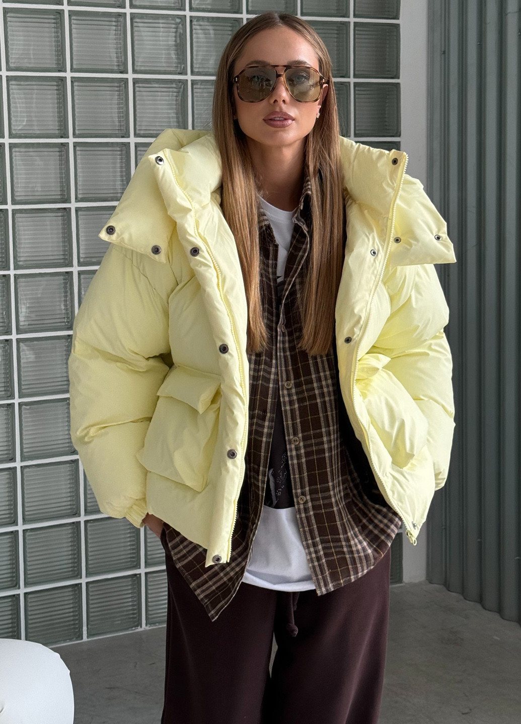 Желтый зимний Пуховик No Brand
