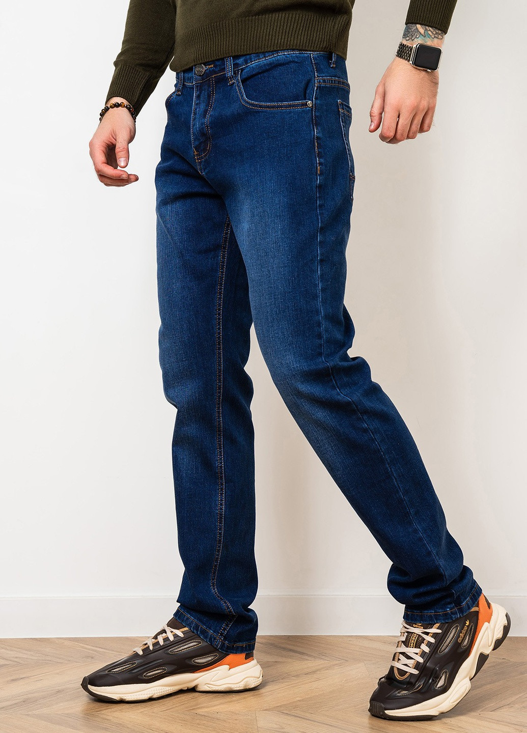 Синие демисезонные прямые джинсы мужские GN4-44 ISSA PLUS