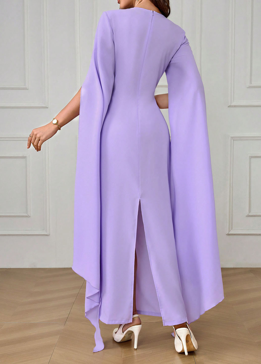 Світло-фіолетова вечірня сукня сукня-кейп, футляр SHEIN однотонна