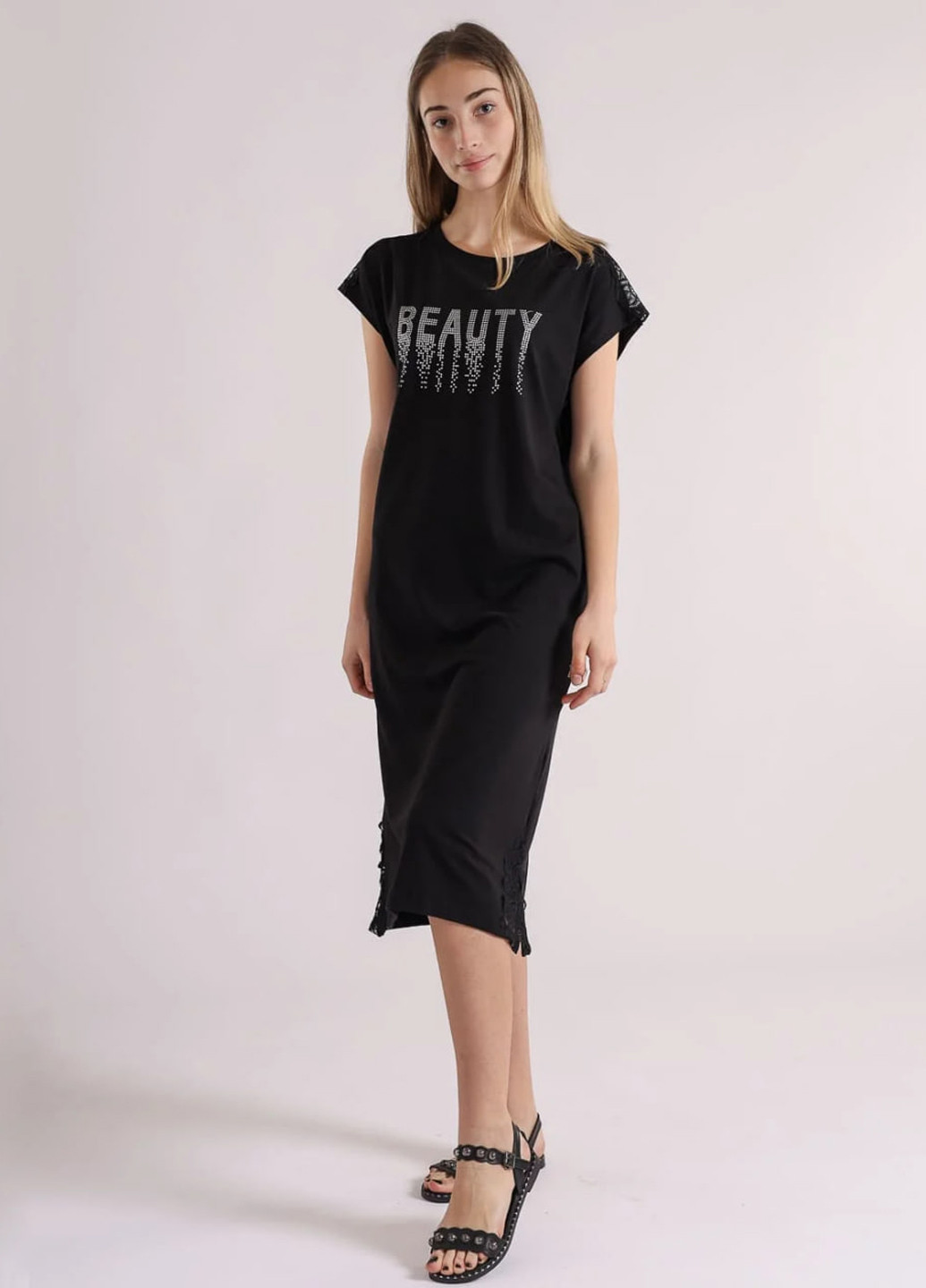 Черное кэжуал платье платье-футболка BBL однотонное