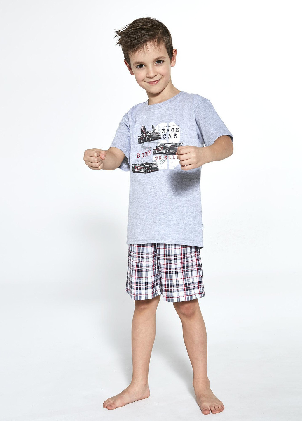 Серая всесезон пижама для мальчиков 97 race car 789-22 футболка + шорты Cornette