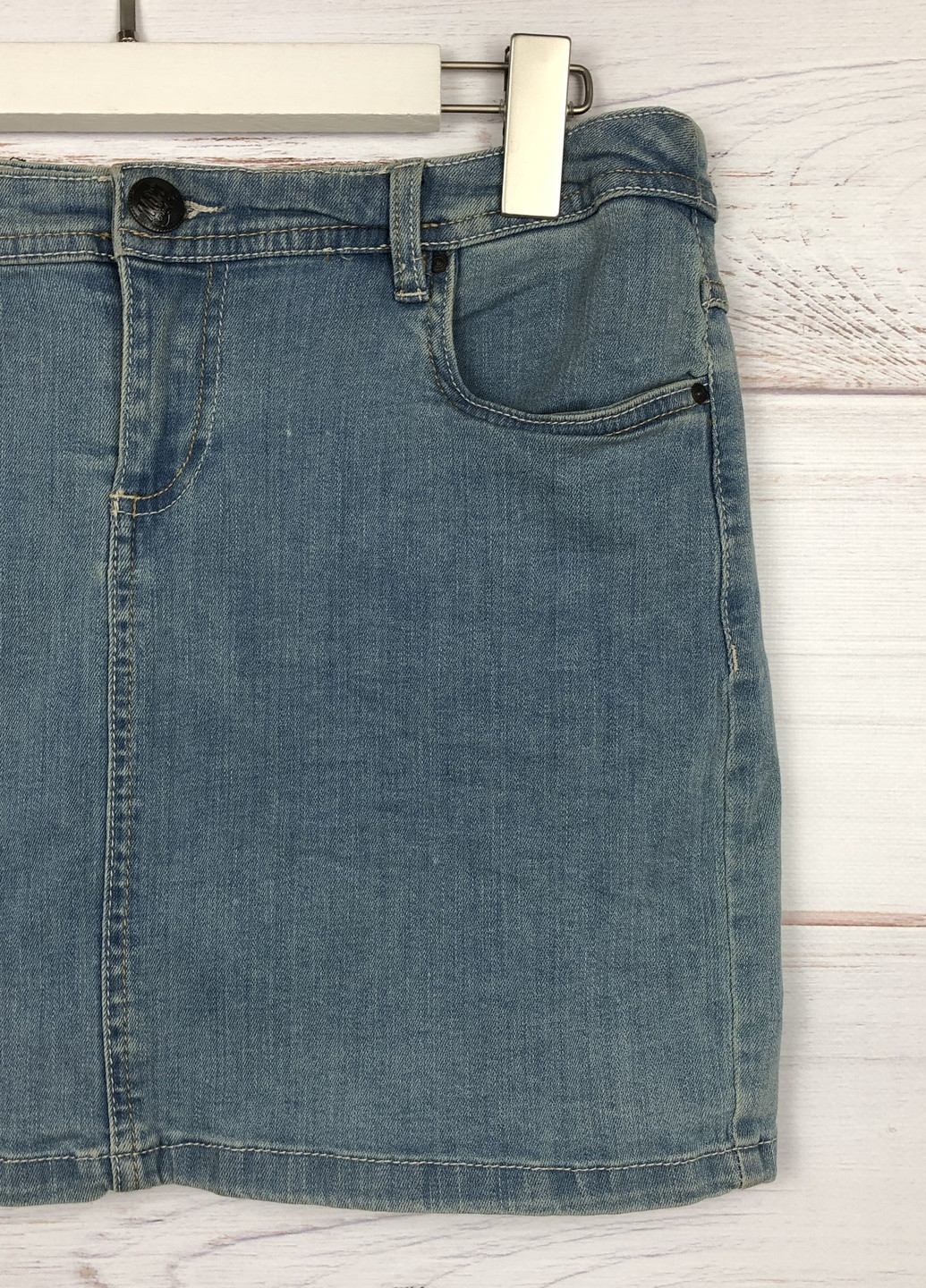 Голубая джинсовая однотонная юбка Cache Cache