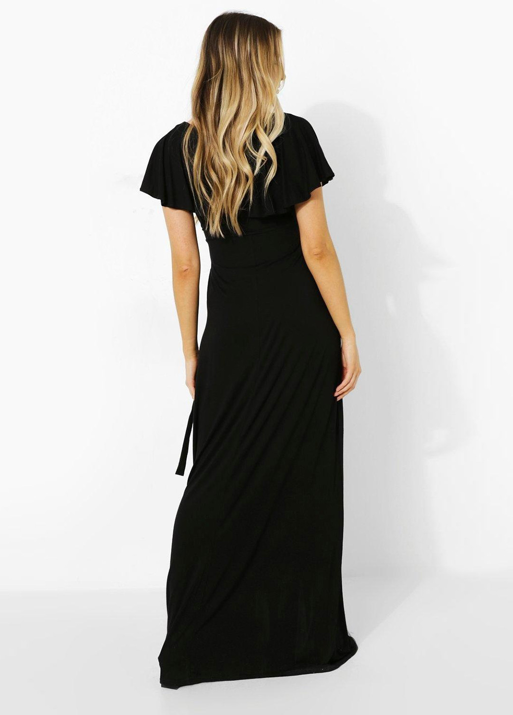 Черное вечернее платье для беременных в стиле ампир Boohoo однотонное