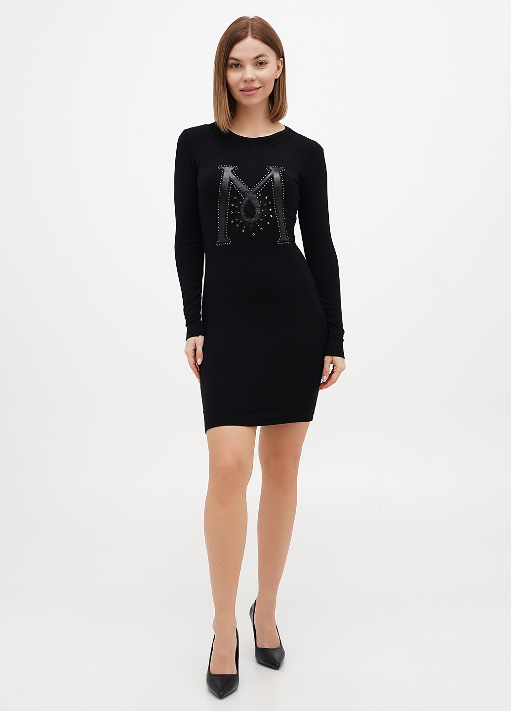 Чорна кежуал сукня силуетна Sassofono з малюнком