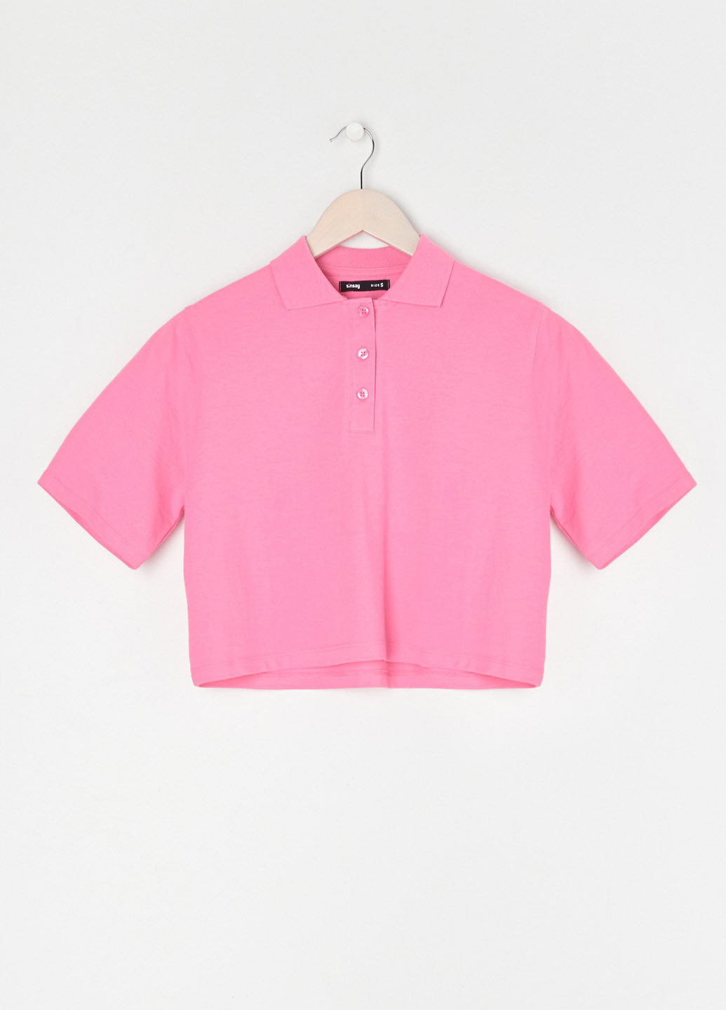 Розовая женская футболка-поло Sinsay однотонная