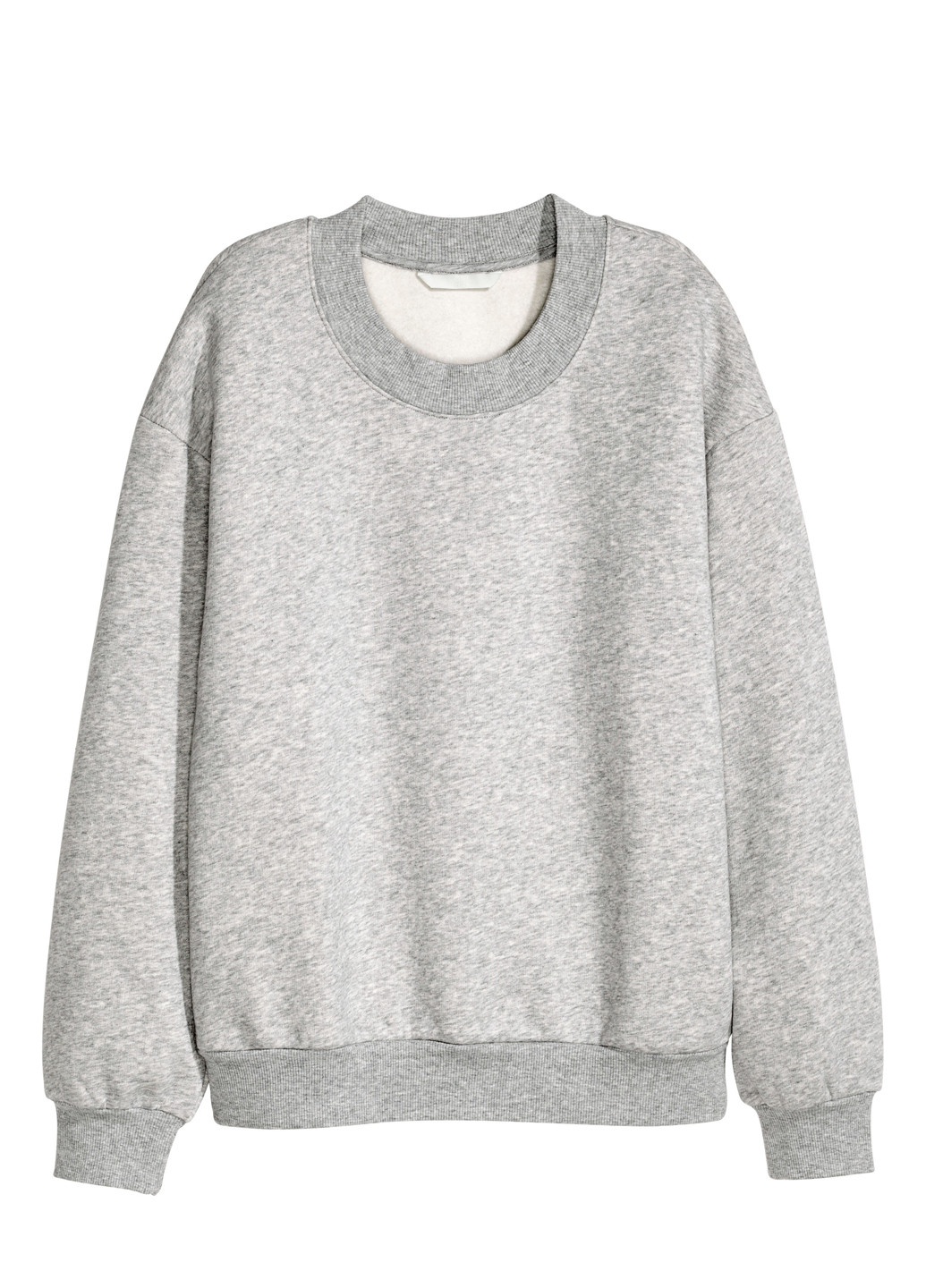 Свитшот H&M - Прямой крой меланж серый кэжуал байка, хлопок - (192659700)