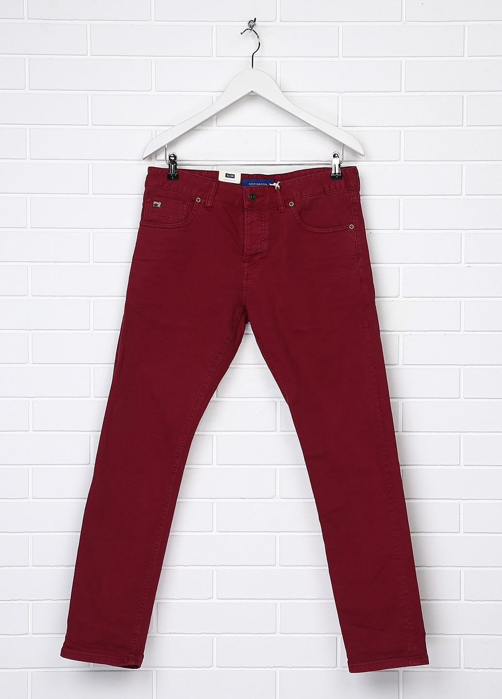 Бордовые джинсовые демисезонные зауженные брюки Scotch & Soda
