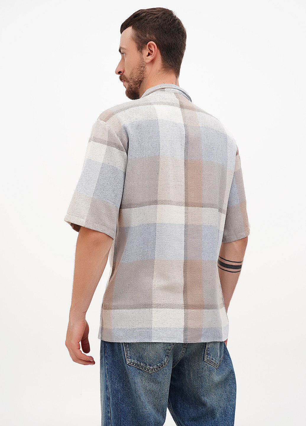 Серо-голубой кэжуал рубашка в клетку Boohoo