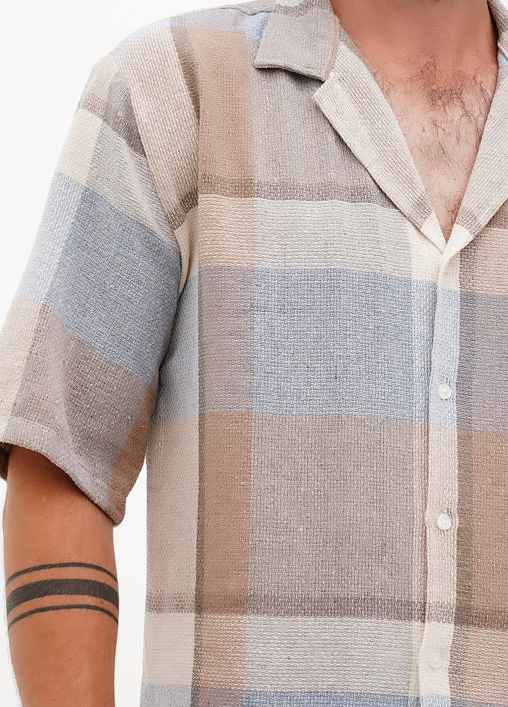 Серо-голубой кэжуал рубашка в клетку Boohoo