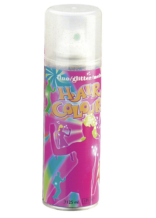 Спрей-фарба для волосся флуоресцентна з блискітками срібна 125 мл Hair Colour Spray Sibel fluo glitter (254702265)