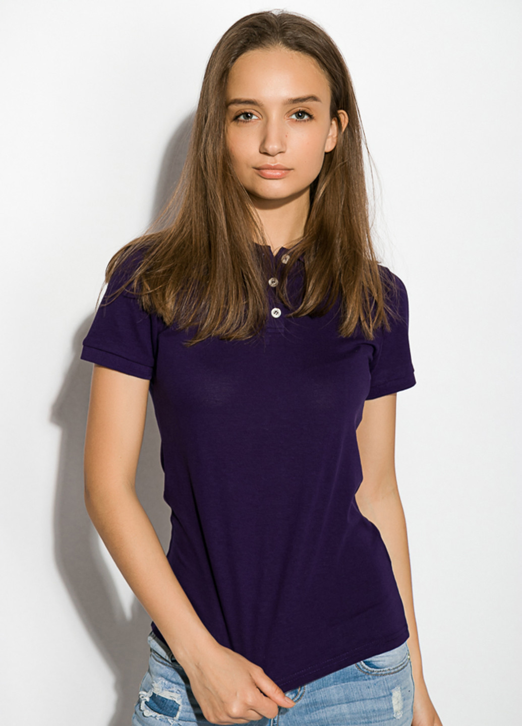 Фиолетовая женская футболка-поло Lagems однотонная