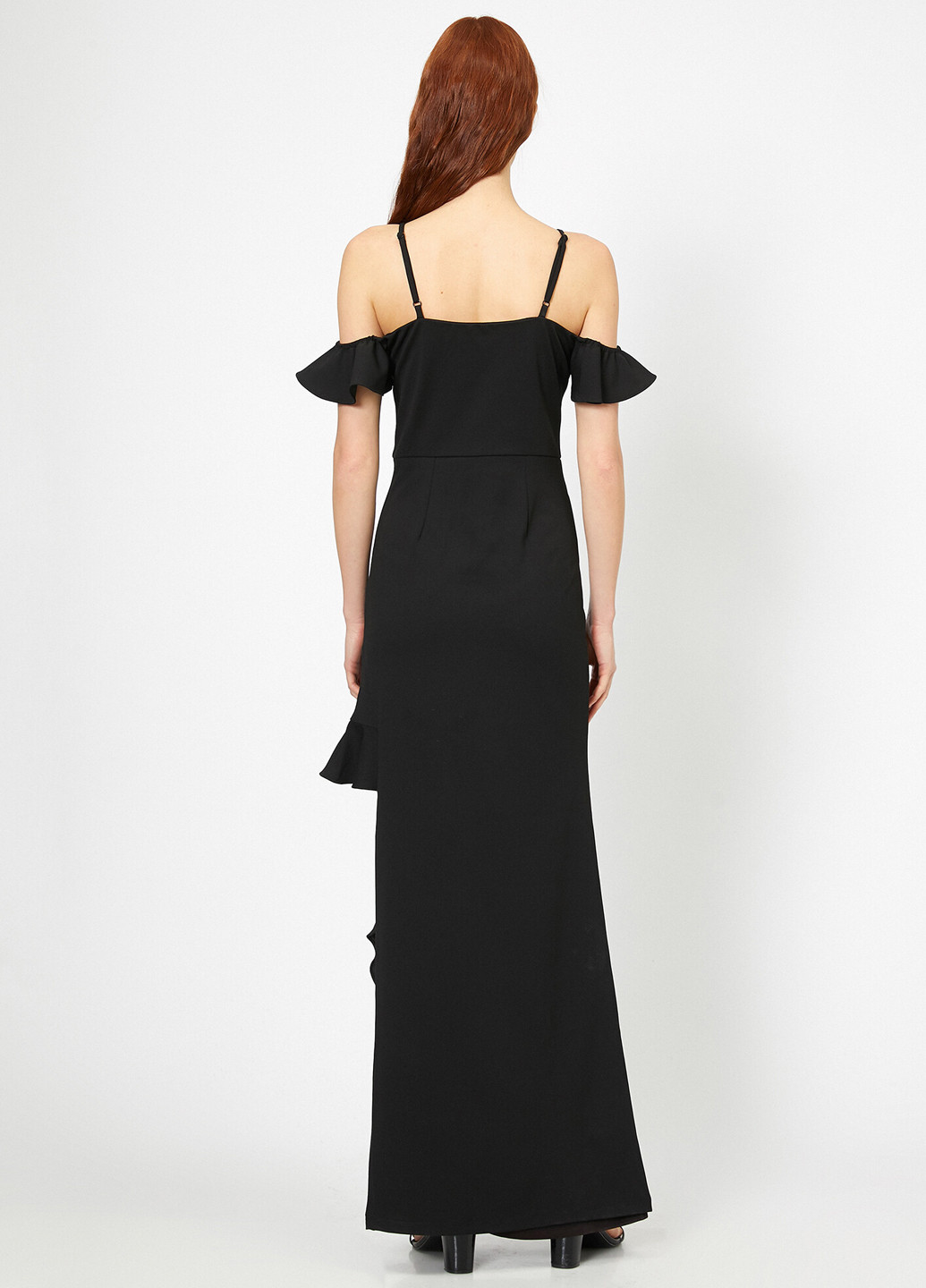 Чорна вечірня плаття, сукня з відкритими плечима KOTON однотонна