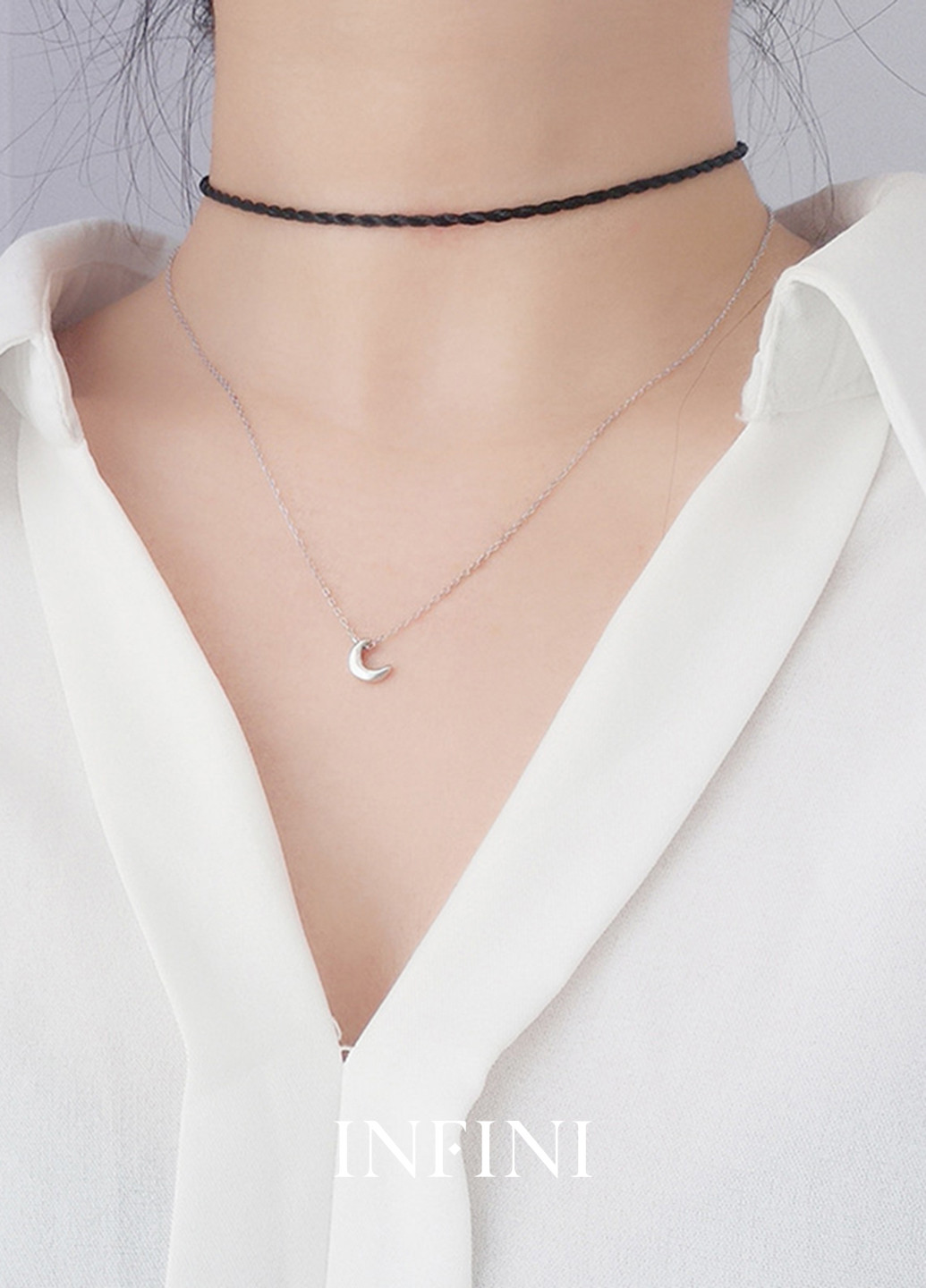 Колье (ожерелье) серебряное Infini с месяцем (250199674)