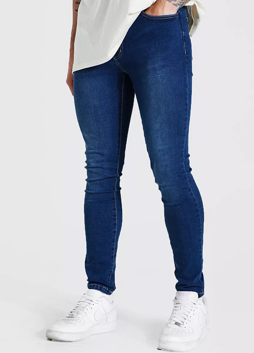 Синие демисезонные скинни джинсы Boohoo