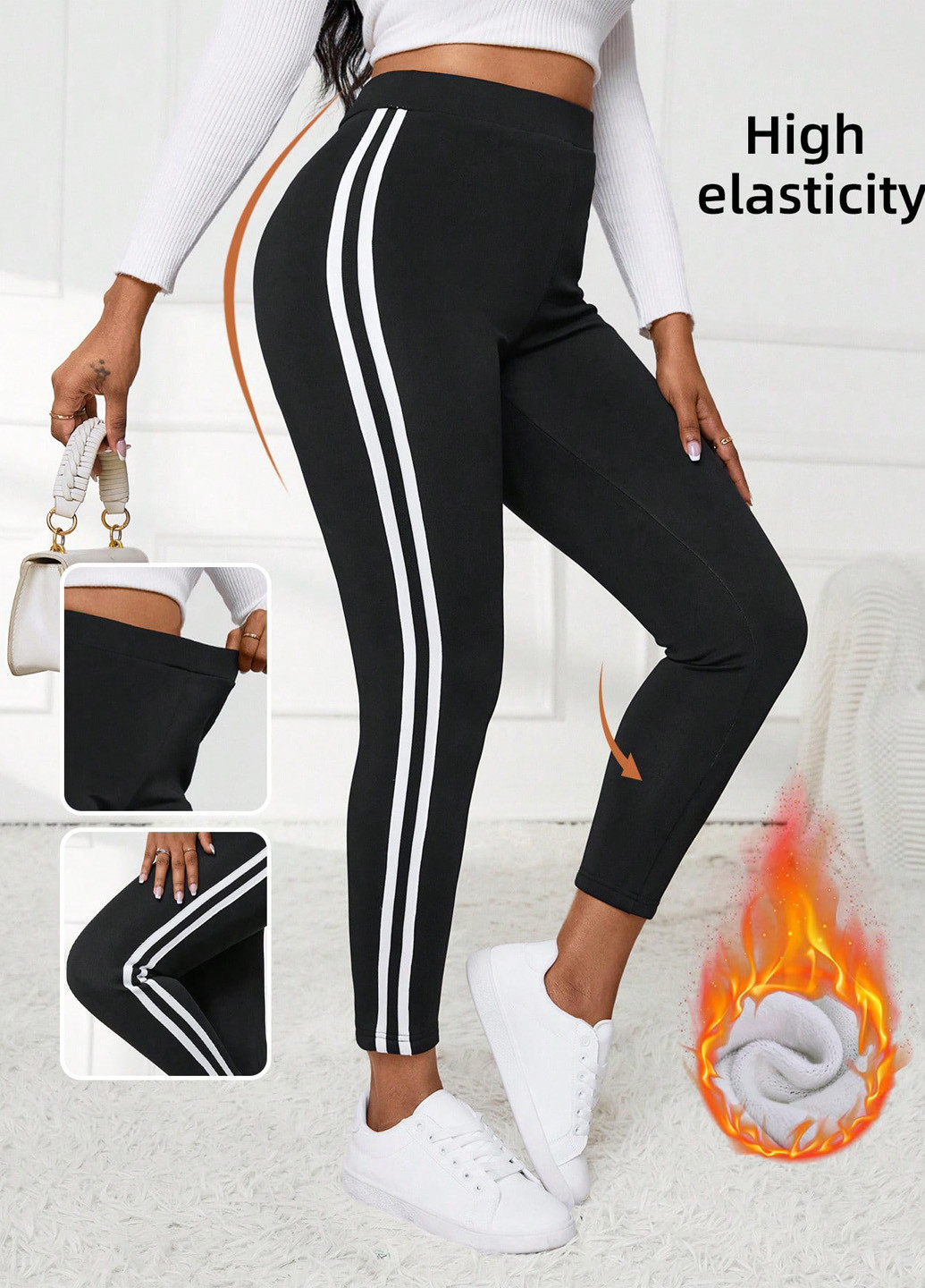 Черные демисезонные леггинсы SHEIN