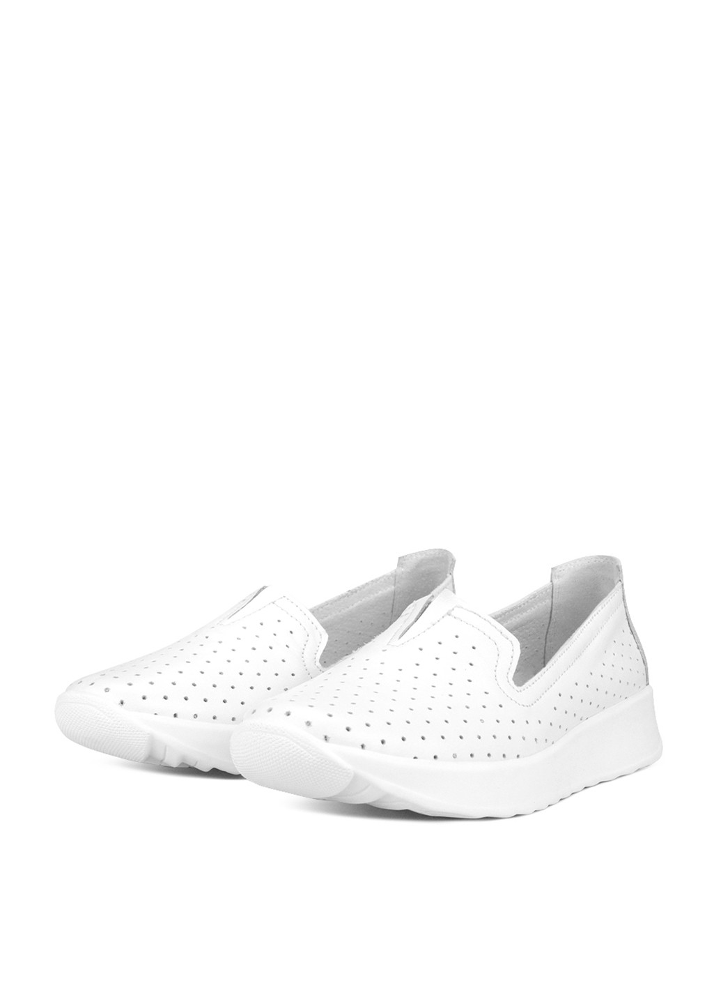 Белые слипоны Alromaro с перфорацией однотонные