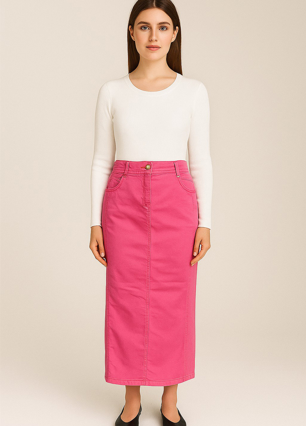 Розовая джинсовая, кэжуал однотонная юбка Sassofono