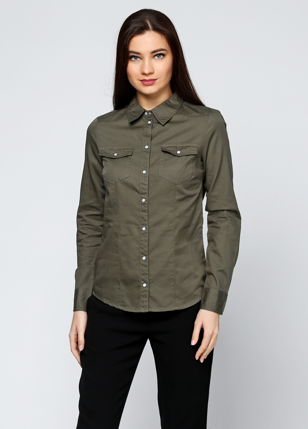 Оливковковая (хаки) кэжуал рубашка Jacqueline de Yong