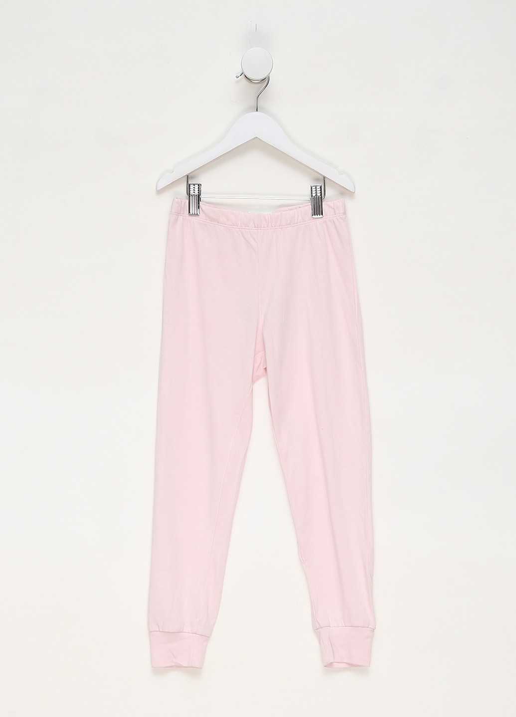 Штани H&M джогери однотонні світло-рожеві домашні бавовна, трикотаж