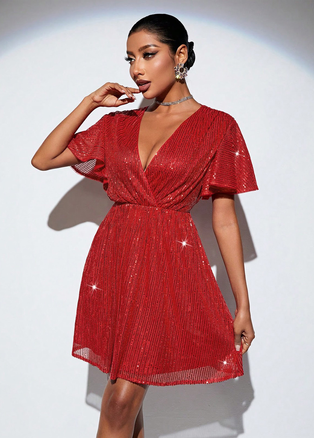 Червона коктейльна сукня а-силует SHEIN однотонна