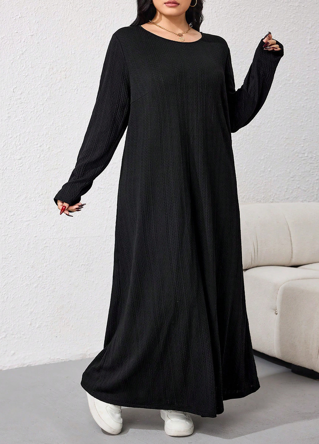 Чорна святковий, кежуал сукня а-силует, сукня светр SHEIN однотонна