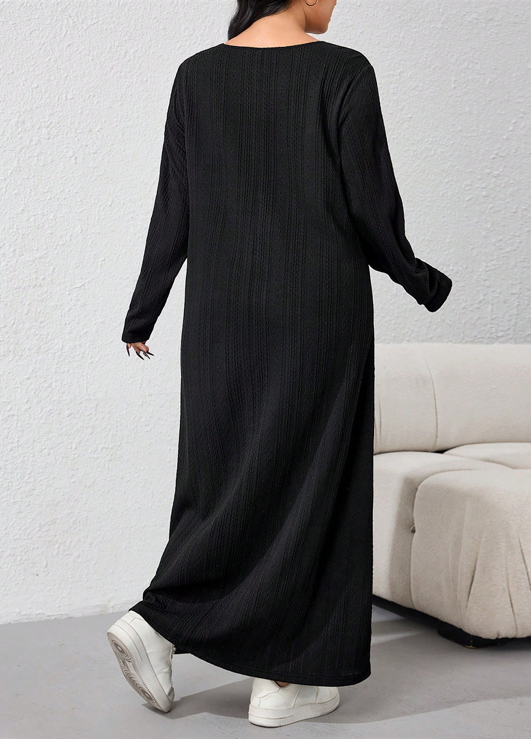 Чорна святковий, кежуал сукня а-силует, сукня светр SHEIN однотонна