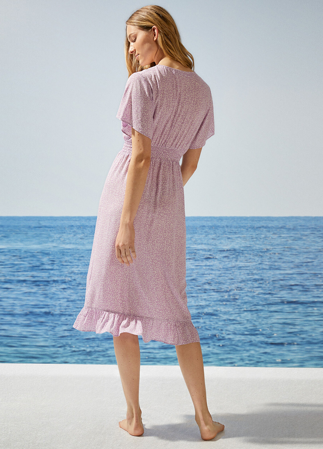 Светло-фиолетовое пляжное платье на запах Women'secret с животным (анималистичным) принтом