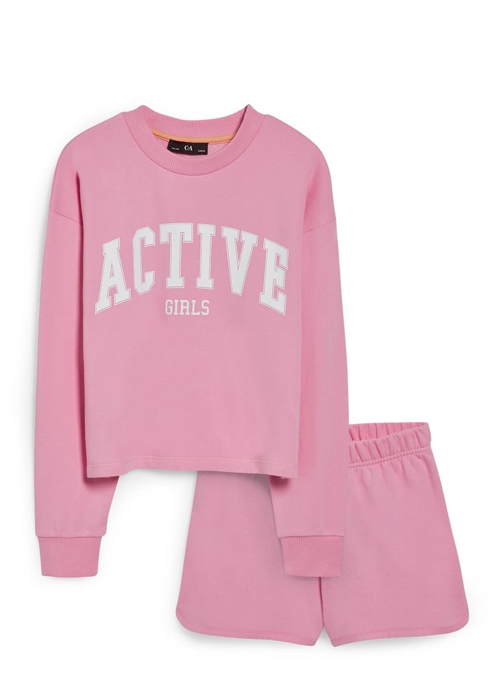 Розовая демисезонная пижама (лонгслив, шорты) лонгслив + шорты C&A