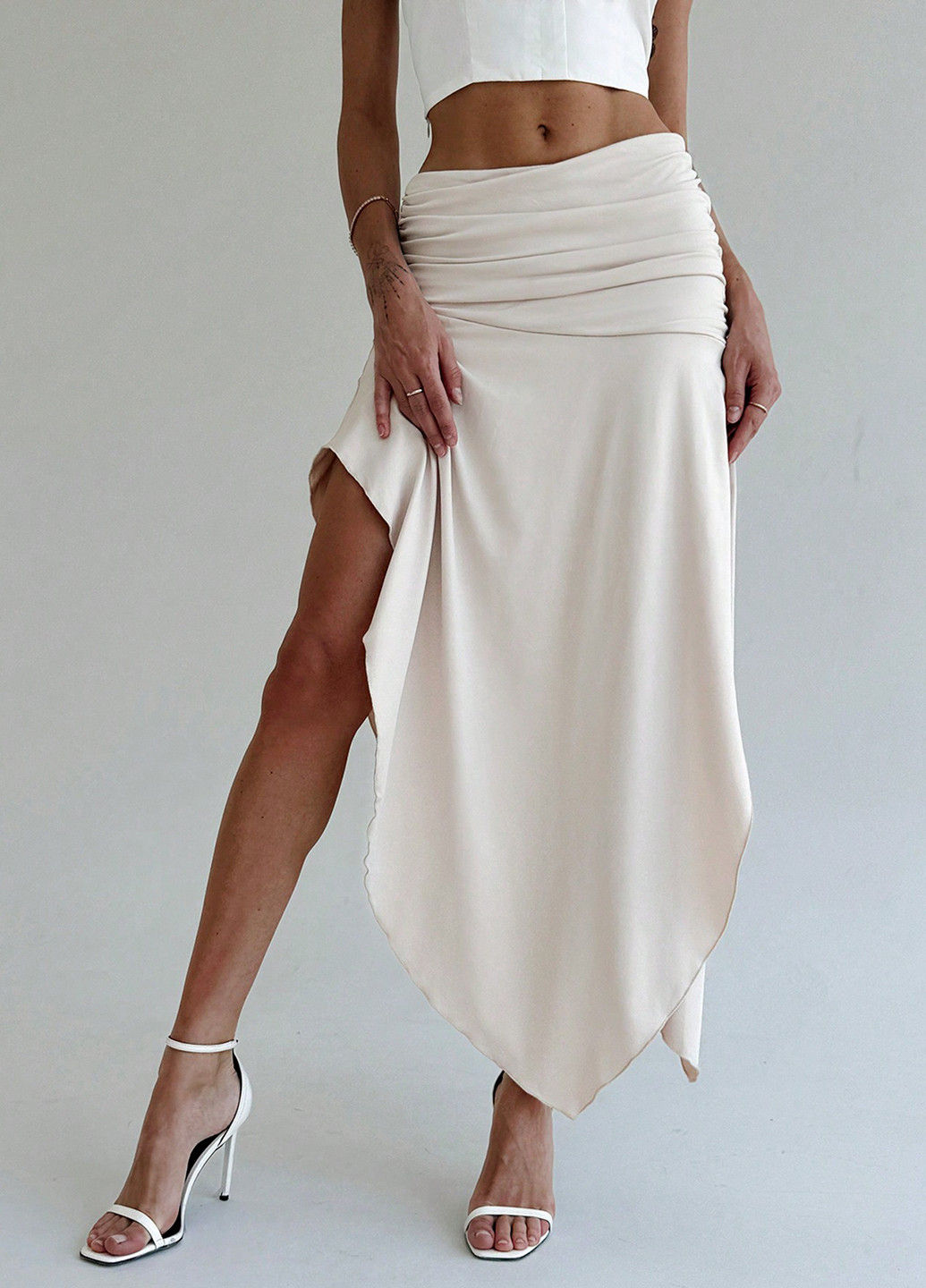 Айвори кэжуал однотонная юбка SHEIN