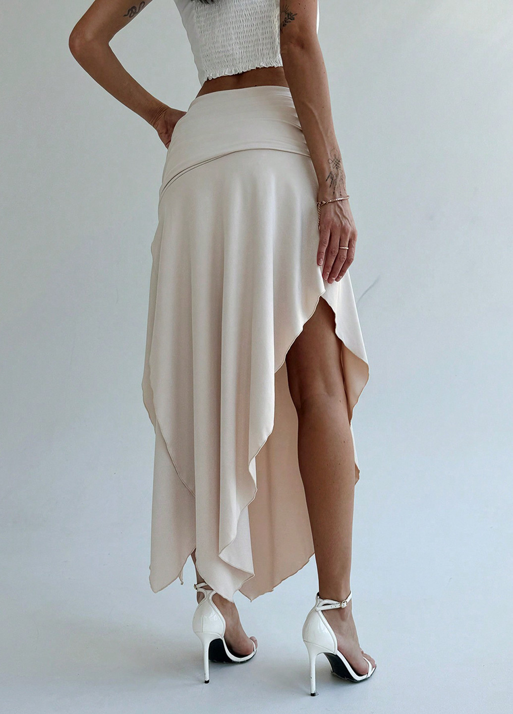 Айвори кэжуал однотонная юбка SHEIN