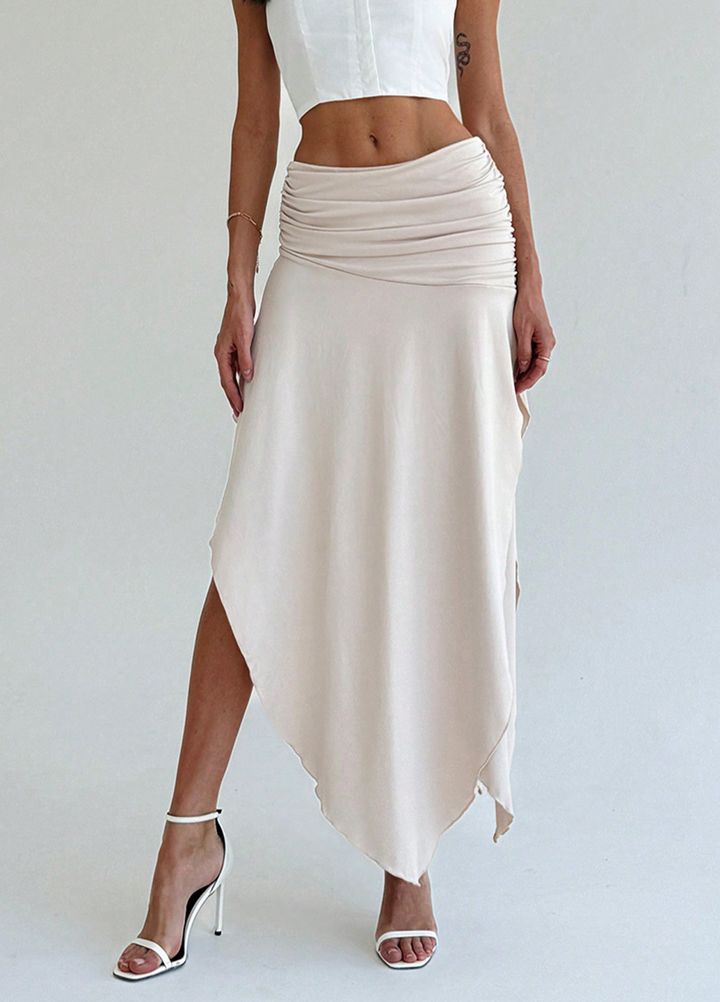 Айвори кэжуал однотонная юбка SHEIN
