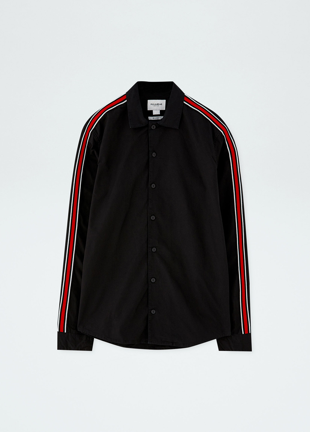 Черная кэжуал рубашка однотонная Pull & Bear